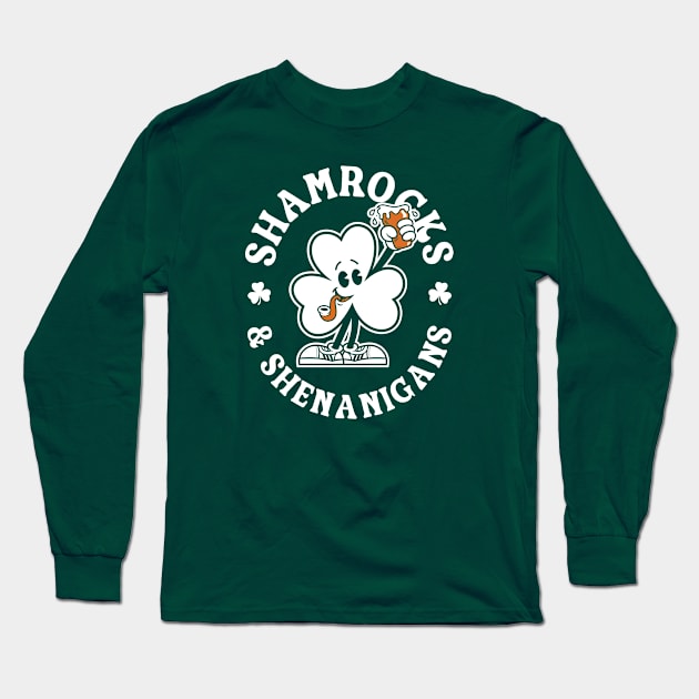 Shamrocks & Shenanigans Cartoon - St Paddy's Day Irish Pride Long Sleeve T-Shirt by Nemons